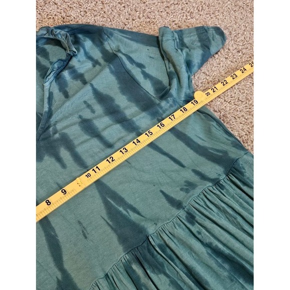April Cornell Maxi Dress Women Large Tiered Teal Blue Tie Dye V-Neck Comfortable - Picture 4 of 7